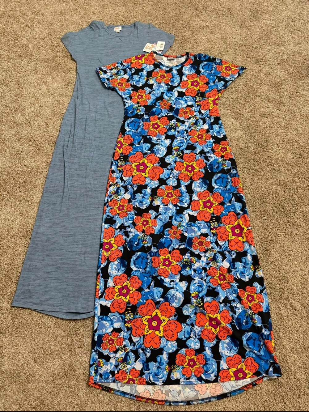 Women’s Floral Blue & Orange Maxi Dress - Kids
